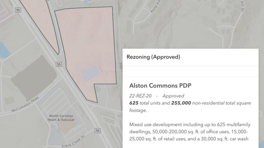 Alston Commons mixed-use development site map along Highway 55