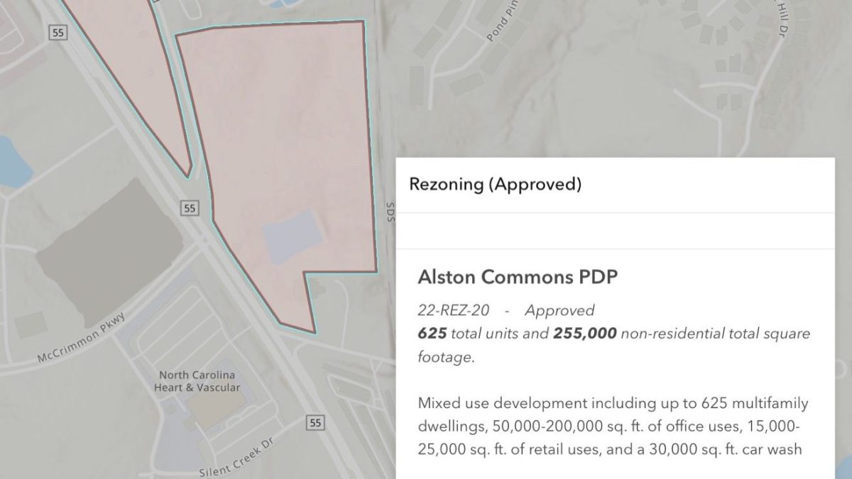 Alston Commons mixed-use development site map along Highway 55