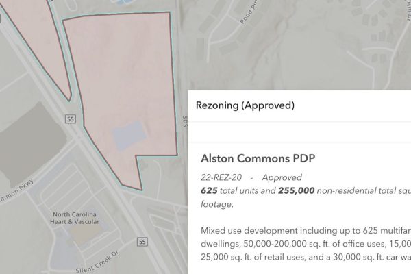 Alston Commons mixed-use development site map along Highway 55