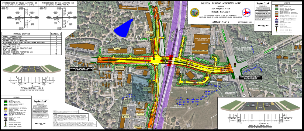 NCDOT project map for the NE Maynard Road grade separation